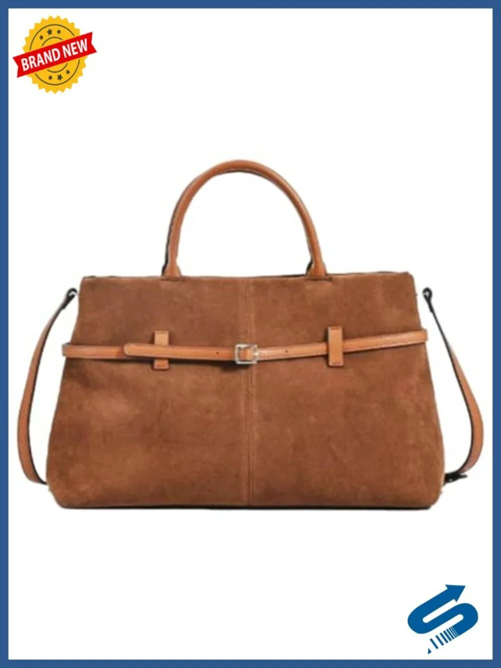 Suede Slouchy Hobo Bag with Buckle Large Capacity Satchel Shoulder Crossbody